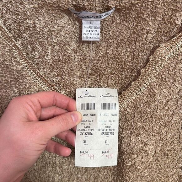 Lillie Rubin San Tan Krinkle Top Blouse Women’s Extra Large - Picture 2 of 5
